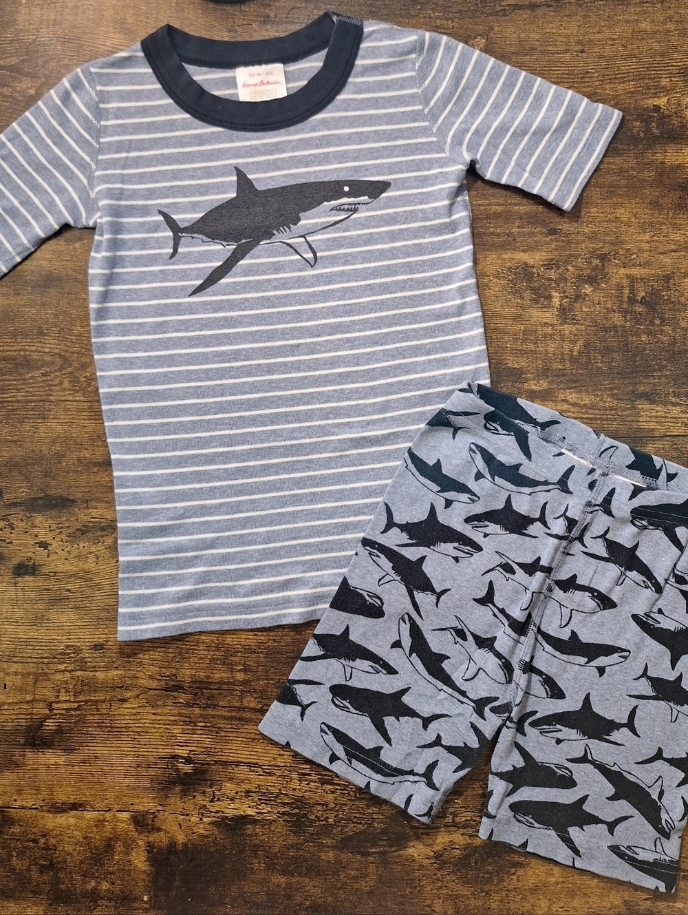 Hanna Andersson Gray Stripe Shark Pajama Set